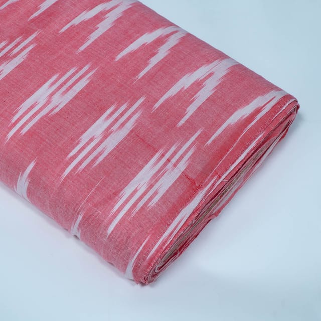 Pink and White Design Cotton Ikat Fabric