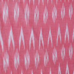 Pink and White Design Cotton Ikat Fabric