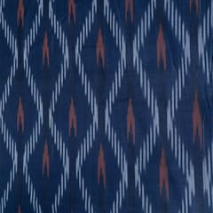Blue and Orange Design Cotton Ikat Fabric