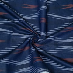 Blue and Orange Design Cotton Ikat Fabric