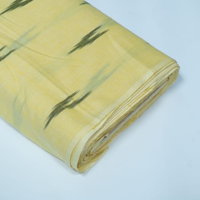 Yellow and Green Design Cotton Ikat Fabric