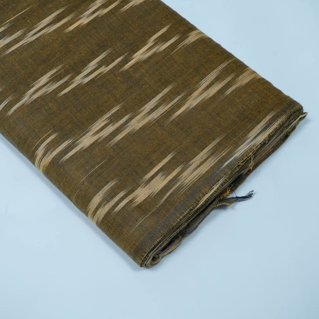 Green and Beige Design Cotton Ikat Fabric