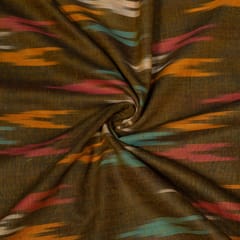 Green and MultiColor Design Cotton Ikat Fabric