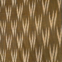 Brown and Beige Design Cotton Ikat Fabric