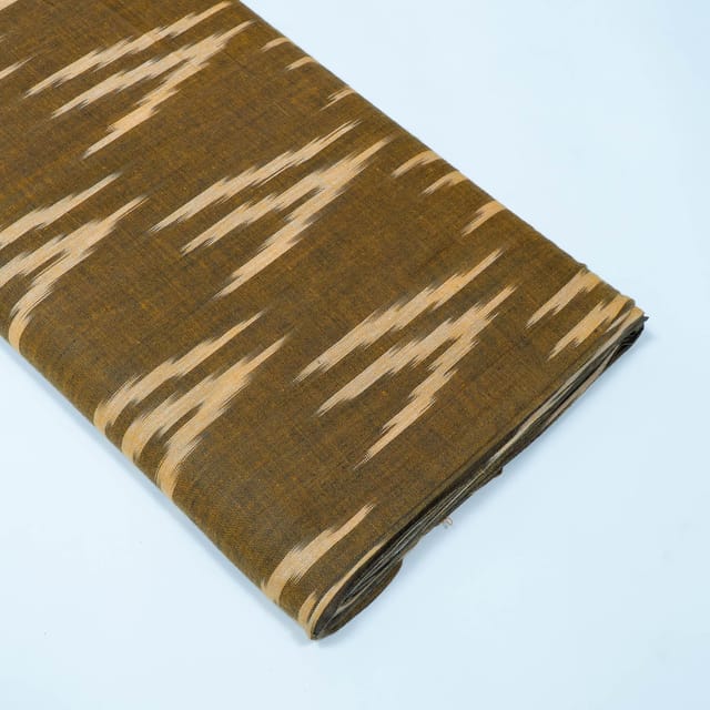 Brown and Beige Design Cotton Ikat Fabric
