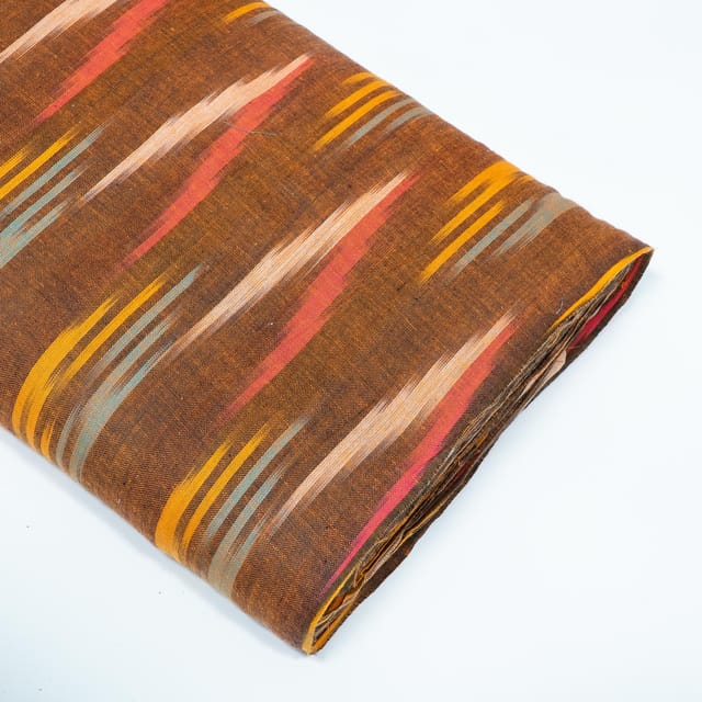 Brown and MultiColor Design Cotton Ikat Fabric