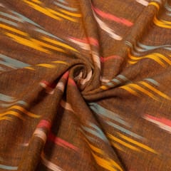 Brown and MultiColor Design Cotton Ikat Fabric