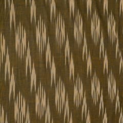 Green and Beige Design Cotton Ikat Fabric