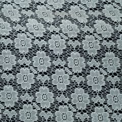 White Dyeable Floral Design Cotton Nylon Net Fabric