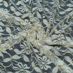 White Dyeable Floral Design Cotton Nylon Net Fabric