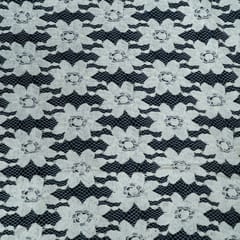 White Dyeable Floral Design Cotton Nylon Net Fabric