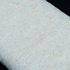 White Dyeable Floral Design Cotton Nylon Net Fabric