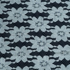 White Dyeable Floral Design Cotton Nylon Net Fabric