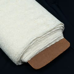 White Dyeable Floral Design Cotton Nylon Net Fabric