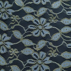 White Dyeable Floral Design Cotton Nylon Net Fabric