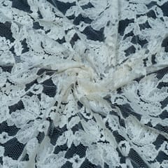 White Dyeable Circle Design Cotton Nylon Net Fabric