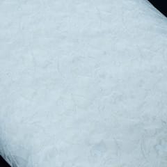 White Dyeable Floral Design Cotton Nylon Lurex Net Fabric