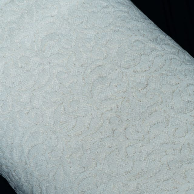 White Dyeable Geometric Design Cotton Nylon Net Fabric