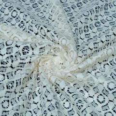 White Dyeable Floral Design Cotton Nylon Net Fabric