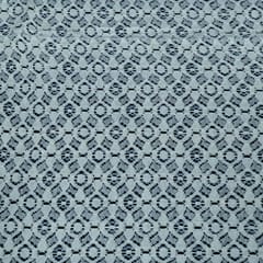 White Dyeable Floral Design Cotton Nylon Net Fabric