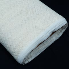 White Dyeable Floral Design Cotton Nylon Net Fabric