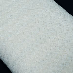 White Dyeable Floral Design Cotton Nylon Net Fabric