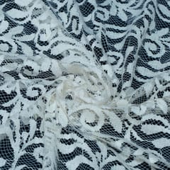 White Dyeable Geometric Design Cotton Nylon Net Fabric
