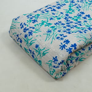 Off White Color Cotton Schiffli Fabric with Floral Digital Print – Fresh & Breezy Elegance (2Meter Cut Piece)