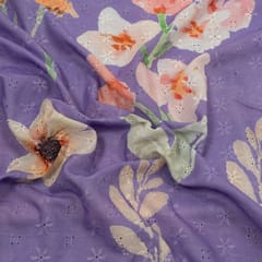 Move Color Chikan Flowral Printed Fabric (2Meter Cut Piece)