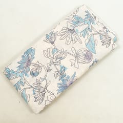 Off White Chikan Printed Fabric (1Meter Cut Piece)