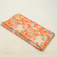 Orange Colour Lawn Cotton Digital Printed Fabric (1.50Meter Cut Piece)