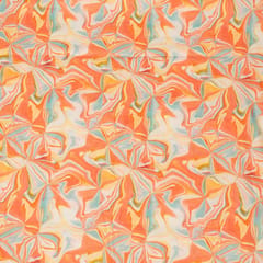 Orange Colour Lawn Cotton Digital Printed Fabric (1.50Meter Cut Piece)
