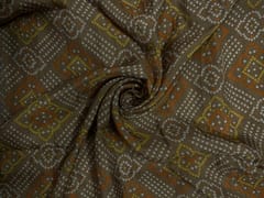 Light brown Geometric Habutai Silk Fabric