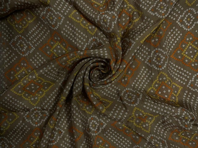 Light brown Geometric Habutai Silk Fabric