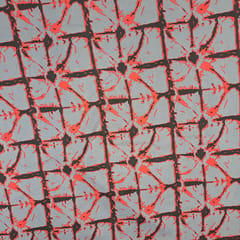 Grey Colour Poly Crepe Printed Fabric