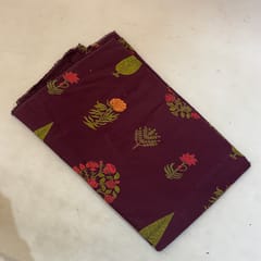 Wine Color Cambric Cotton Printed Fabric