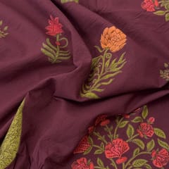 Wine Color Cambric Cotton Printed Fabric