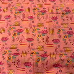 Peach Color Cambric Cotton Printed Fabric