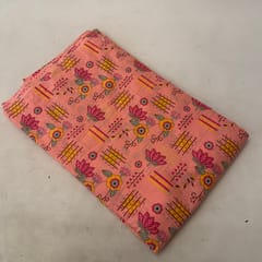 Peach Color Cambric Cotton Printed Fabric