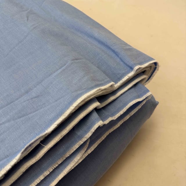 Sky Blue Colour Cotton Chambrey Fabric