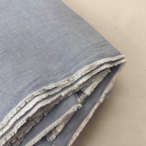 Sky Blue Colour Cotton Chambrey Stripes Fabric