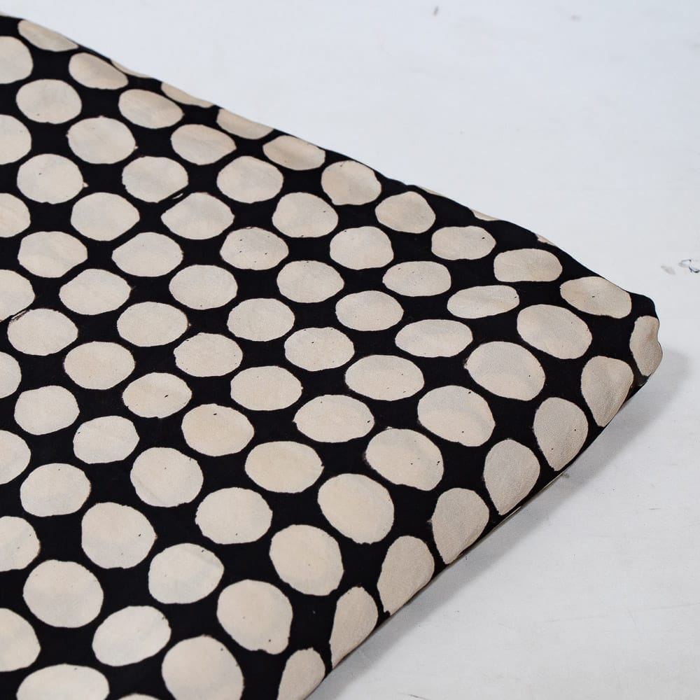 Black Color Modal Satin Printed Fabric (1Meter Cut Piece)