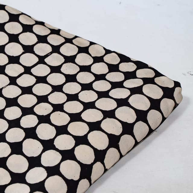 Black Color Modal Satin Printed Fabric (1Meter Cut Piece)