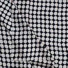 Black Color Modal Satin Printed Fabric (1Meter Cut Piece)