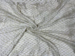 Dyeable Cotton Zari White Golden Circles