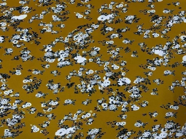 Printed Crepe Mustard White Floral