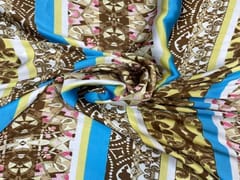 Printed Imported Satin Blue MultiColour Geometric