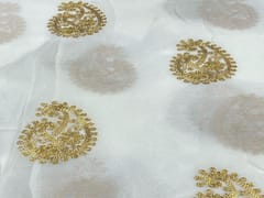 Dyeable Embroidered Georgette White Golden Paisleys