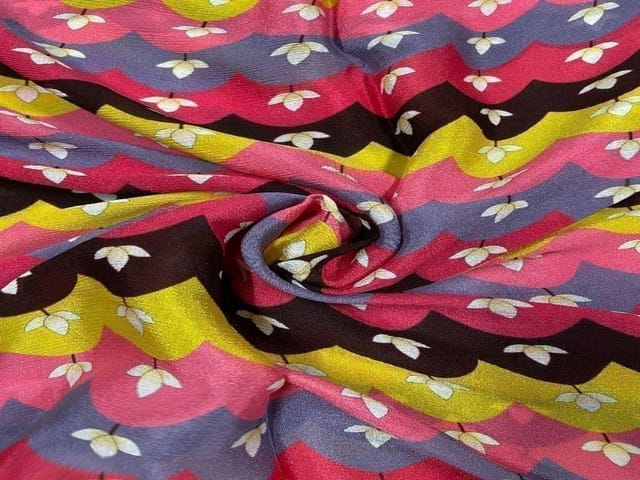 Chiffon MultiColour Floral Stripes