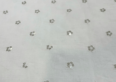 Dyeable Embroidered Cotton White Small Floral Motifs